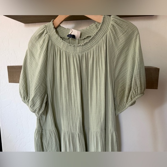 Universal Thread|Sage Green Baby doll Smocked Dress in gauze cotton•Beachy boho - Picture 4 of 15